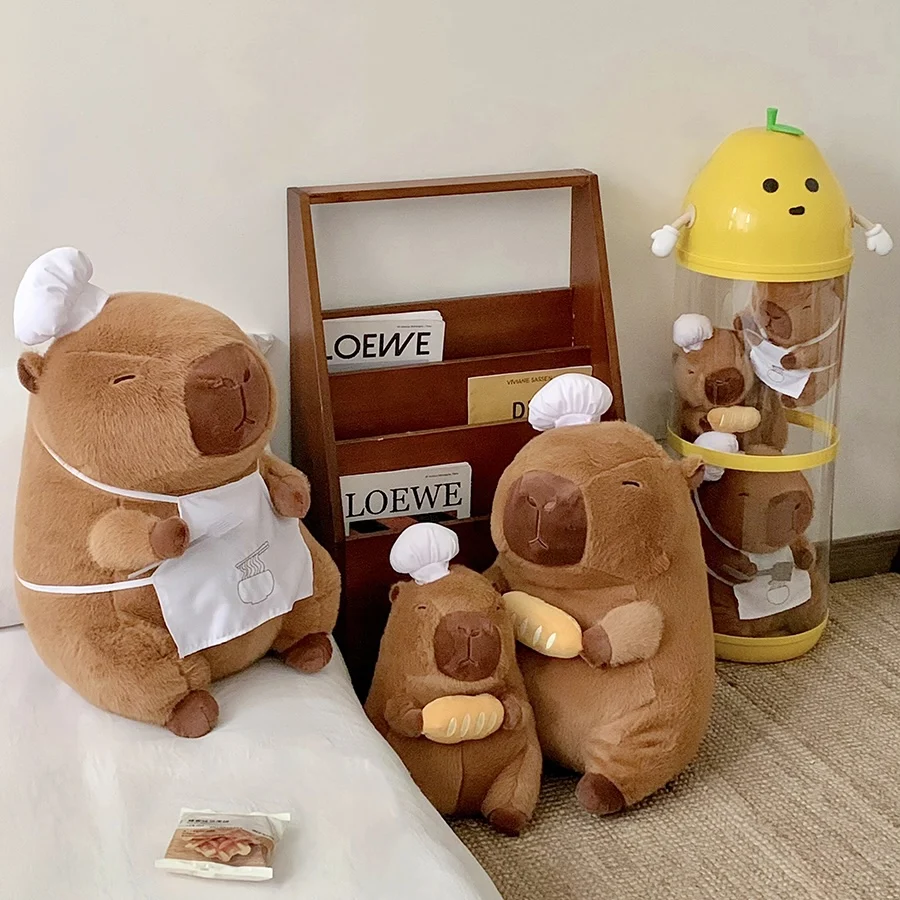 28/35/50cm kawaii Chef Bread Capybara Plush Toy Room Decor Kid Capybara Stuffed Doll Toy Girl Xmas Gift