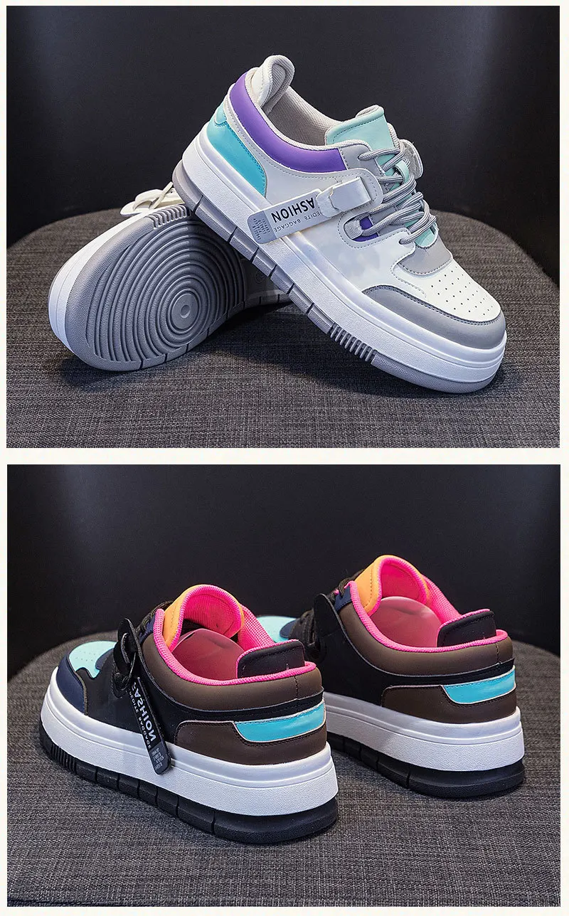 Women's  5cm Leather Wedge Sneakers - true deals club
