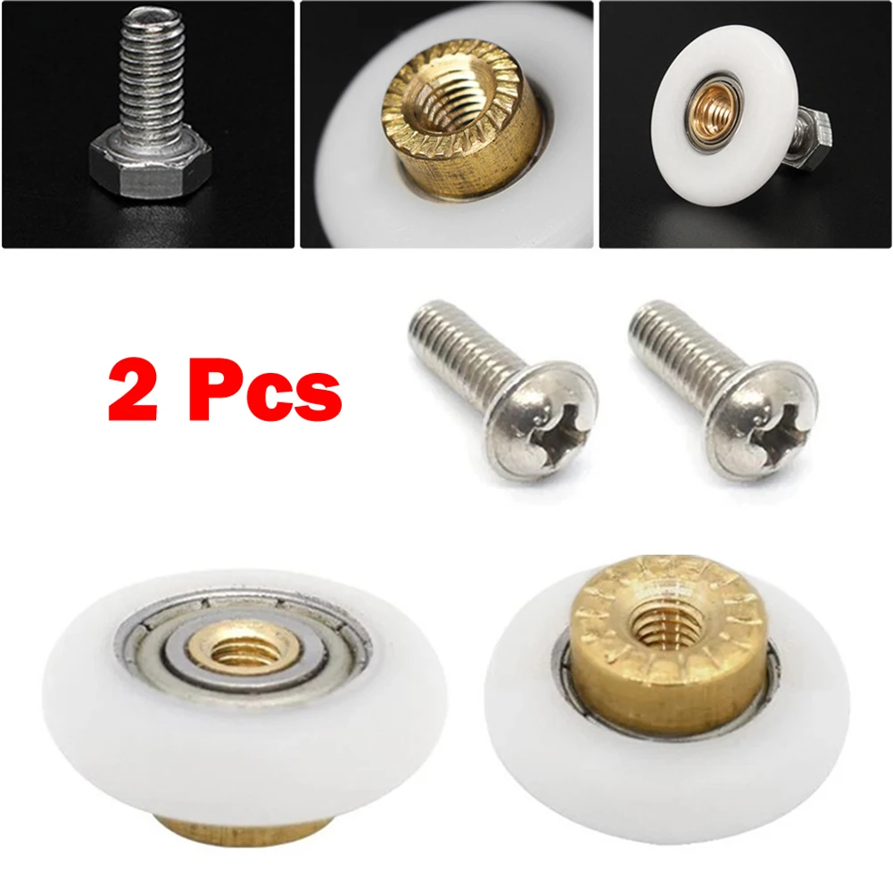 Description Picture 2 of itemRunners Door Rollers 2 *Screws Brass Centre Nylon Outer Wheel Stainless Steel Screw. For Old Shower Door Rollers.