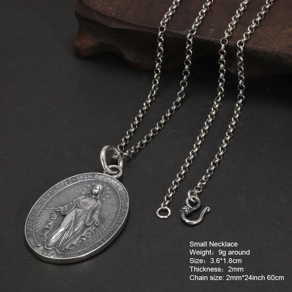 Stock Collana In Argento 925 Con Medaglia Preghiera Ave Maria Cm 1
