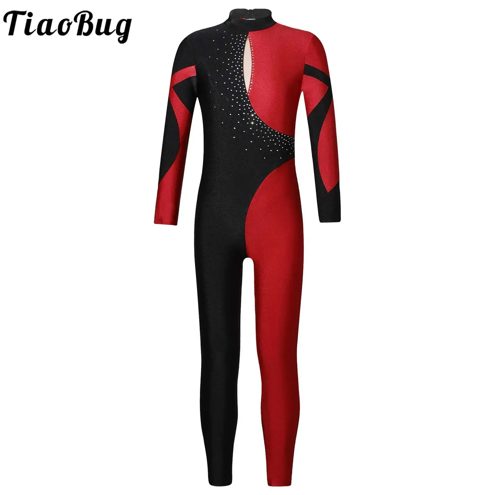 

Гимнастический полноразмерный комбинезон для детей, спортивный боди с длинным рукавом для девочек, балетный костюм, стразы Джерси, одежда для выступлений и танцев