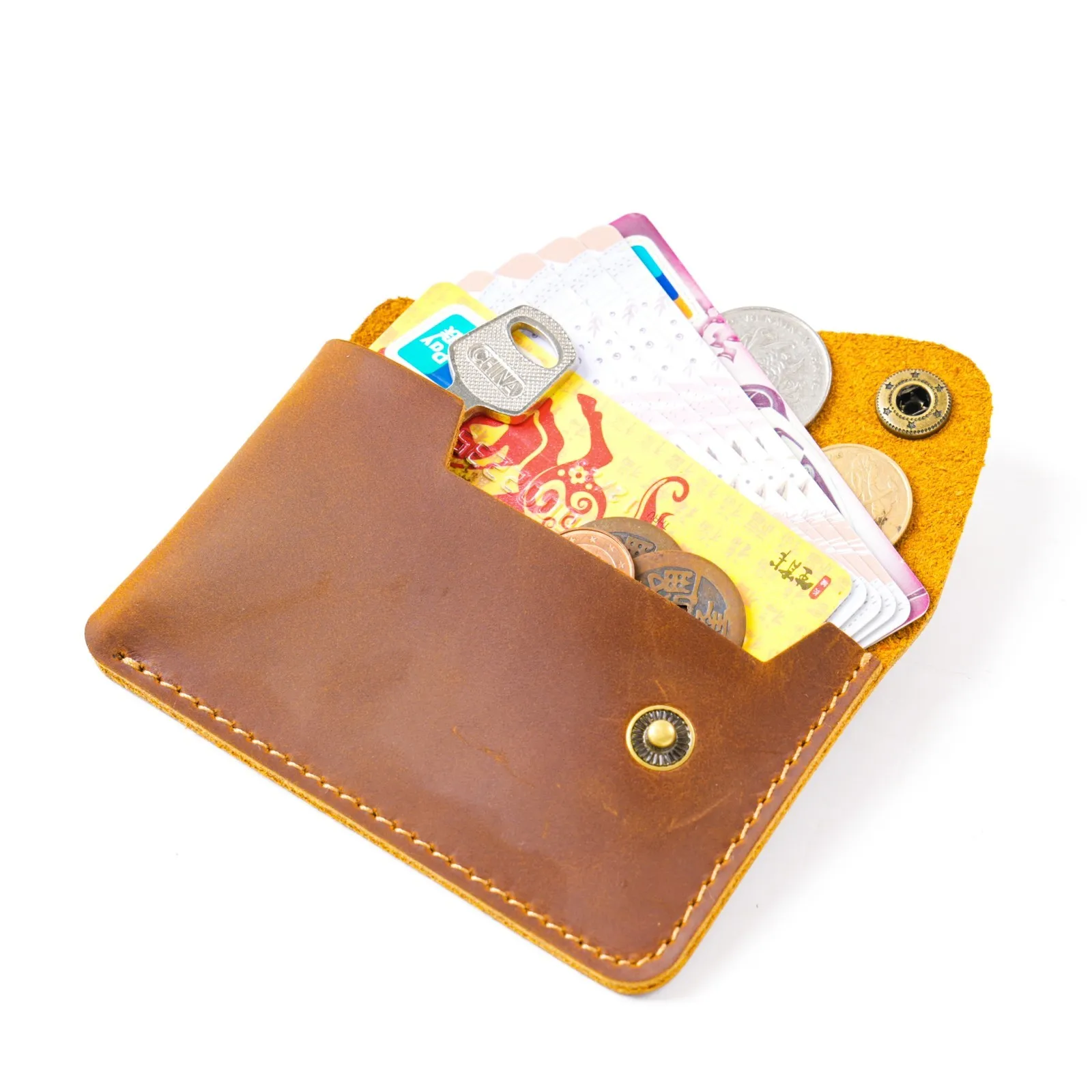 Premium Genuine Leather Minimalist Wallet with Snap Closure