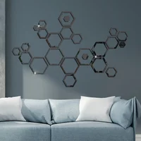 24pcs Hollow 3D Hexagonal Mirror Wall Sticker DIY Honeycomb Decoration Self Adhesive Paper Waterproof Home Living Room Bedroom 4