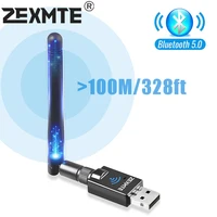 Zexmte 100M Adapter USB Bluetooth Bluetooth 5.0 nadajnik 328ft bezprzewodowy Bluetooth Audio odbiornik klucz USB dla komputer stancjonarny 1