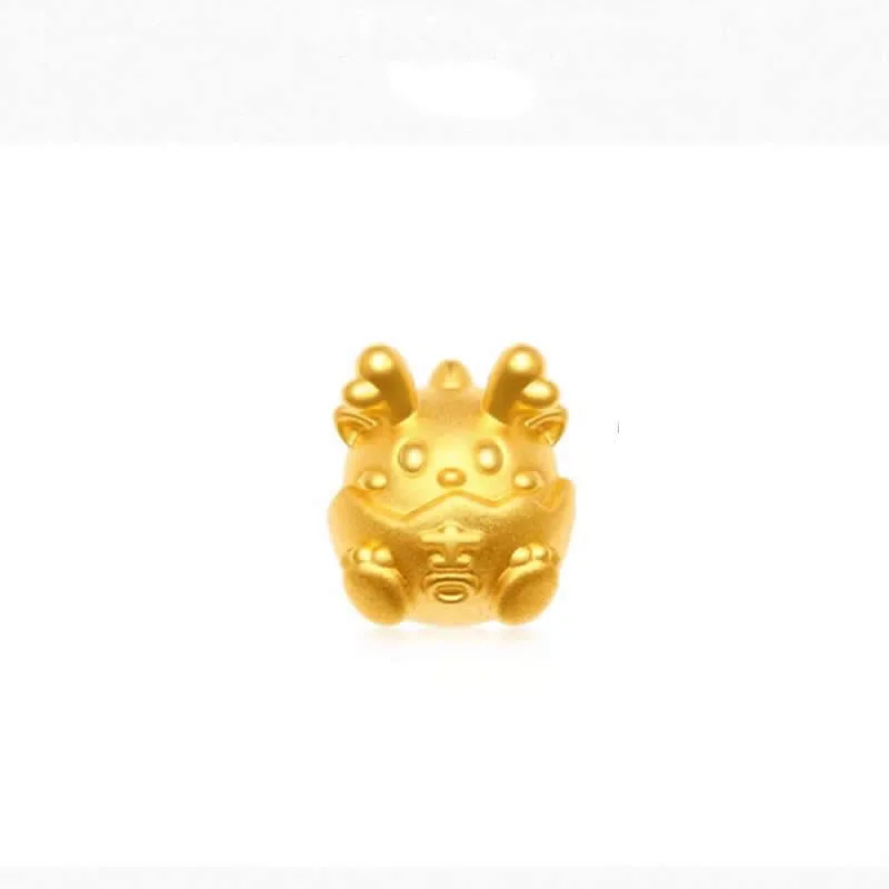 

New 24K Yellow Gold Bracelet 3D Gold Dragon Baby Bracelet Bring Lucky