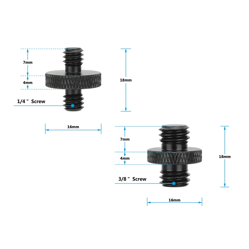 Camera Screw 1/4"-20 Male to M4 M5 M6 M8 Male Double-end Thread Screw Convert Ad