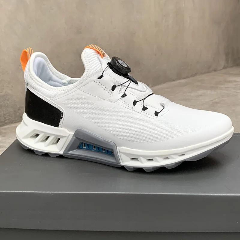 

Men`s genuine leather breathable Anti-slip Quick lacing golf shoes mens leisure light shockproof walking sneakers