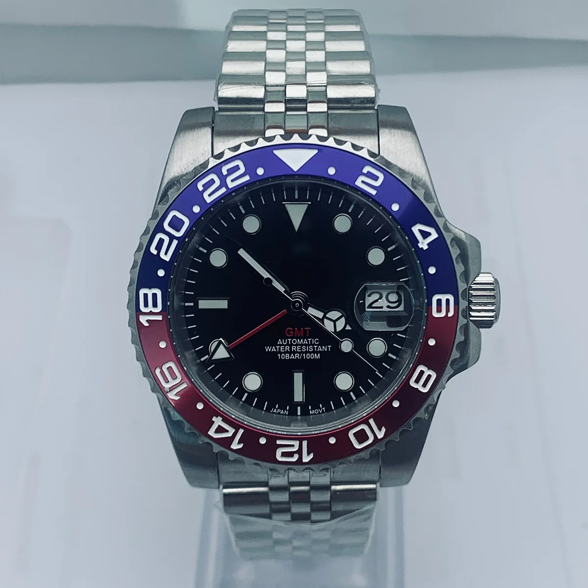 

40mm Case NH34 Watch 29mm Dial Stainless Steel Bracelet Sapphire Glass Waterproof Men Watch Parts for GMT NH34 Automatic Movemen