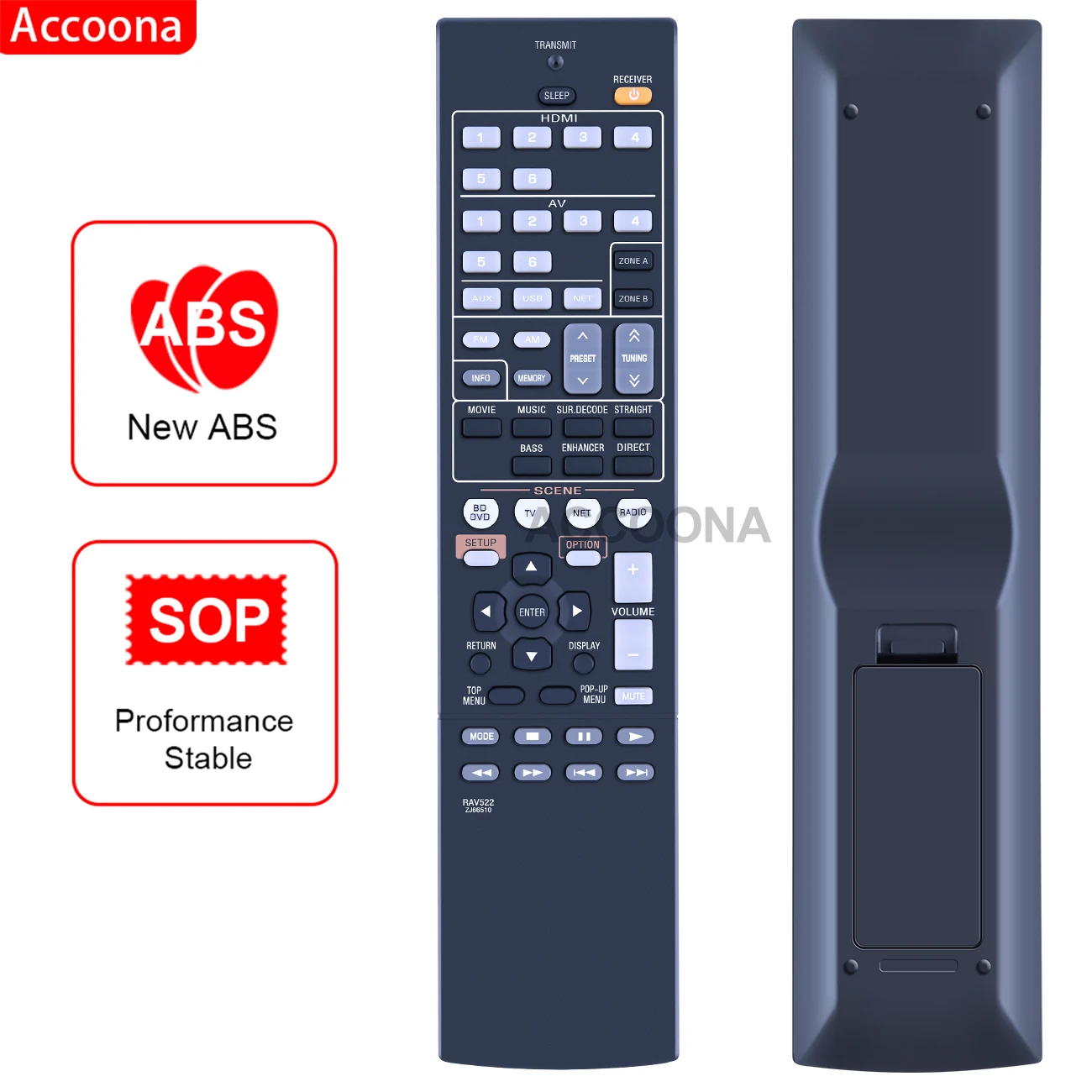 Rav522 Zj66510 Rav521 Zj66500 Telecomando Per Ricevitore Yamaha Av Rx-V77Bl Rx-V577 Rxv477 Rx-V477Bl Yht4910U Rx-V377