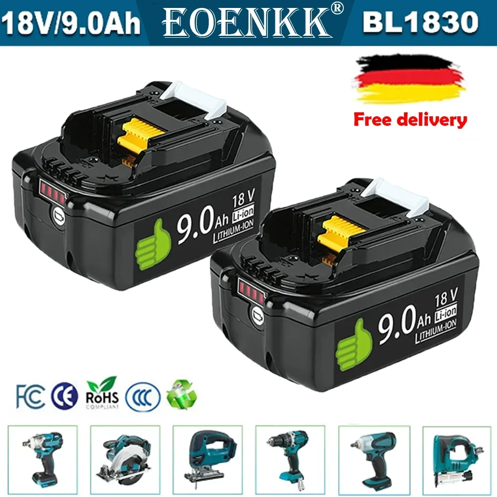 

100% Makita Original 18V 9000mAh Lithium ion Rechargeable Battery 18v drill Replacement Batteries BL1860 BL1830 BL1850 BL1860B