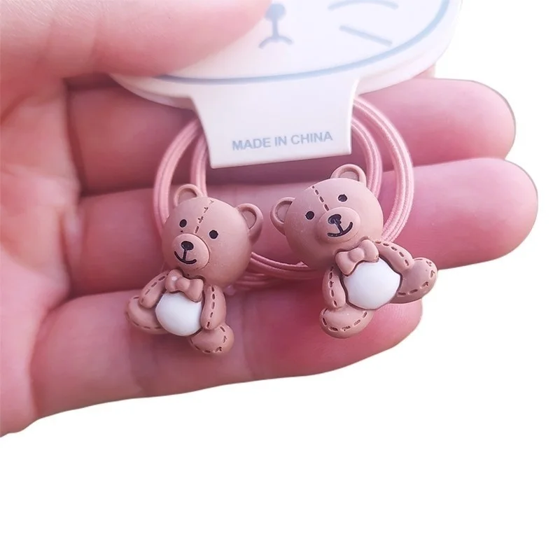 2PCS Cartoon Kaninchen Bär Nette Kinder Elastische Haar Bands Kinder Haar Krawatten Mädchen Haar Zubehör Baby Kopfschmuck – Detail 5