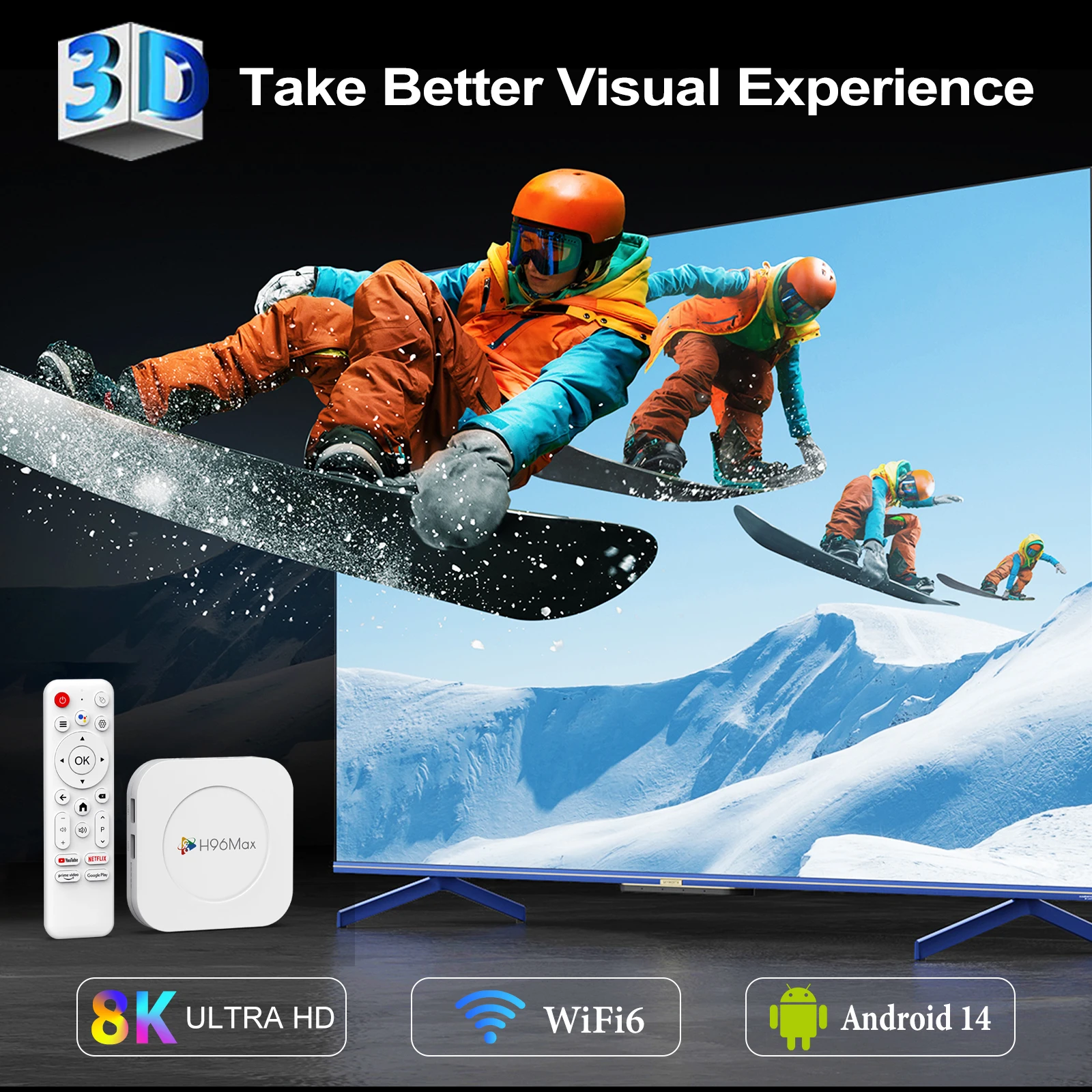 Smart TV Box Android 14.0 H96 MAX M1 Plus RK3528 Mouse Assistant Bluetooth5.4 WI