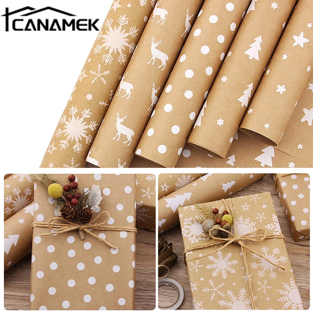 Christmas Wrapping Paper Kraft Christmas Gift Wrapping Paper Xmas Gift Box  Floral Wrapping Paper DIY Packing Craft Supplies - AliExpress