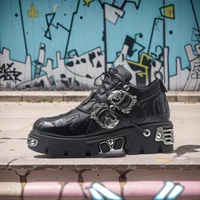 2025 Men and Women Vintage Rock Couple Shoes New Dark Punk Leather Retro Boots Metal Niche Design Unisex Single Platform Shoes