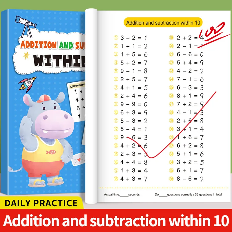 Übungsbuch für Mathematik, Addition und Subtraktion innerhalb von 10-100, 64 Seiten, spezielle Mathematik-Schulung, Buch zum mündlichen Rechnen – Detail 1