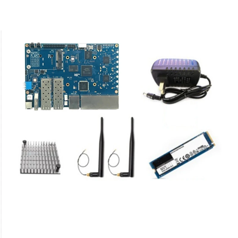 

Для бананов PI BPI-R3 MT7986 2 ГБ + 8 Гб EMMC 2XSFP роутер макетная плата с 256G SSD + теплоотвод + 2X антенны + Мощность