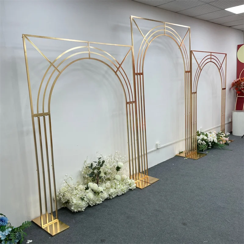 New gold-plated curved multi-bar screen background frame props flower stand wedding party decoration arch