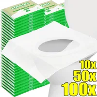 New Disposable Toilet Seat Cover Portable Travel Camping Hotel Bathroom Toilet Mat Pads Wood Pulp Paper Degradable Toilet Covers 1