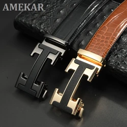 2021 new belt men's leather belt alloy automatic buckle casual pants with young middle-aged personality men's belt