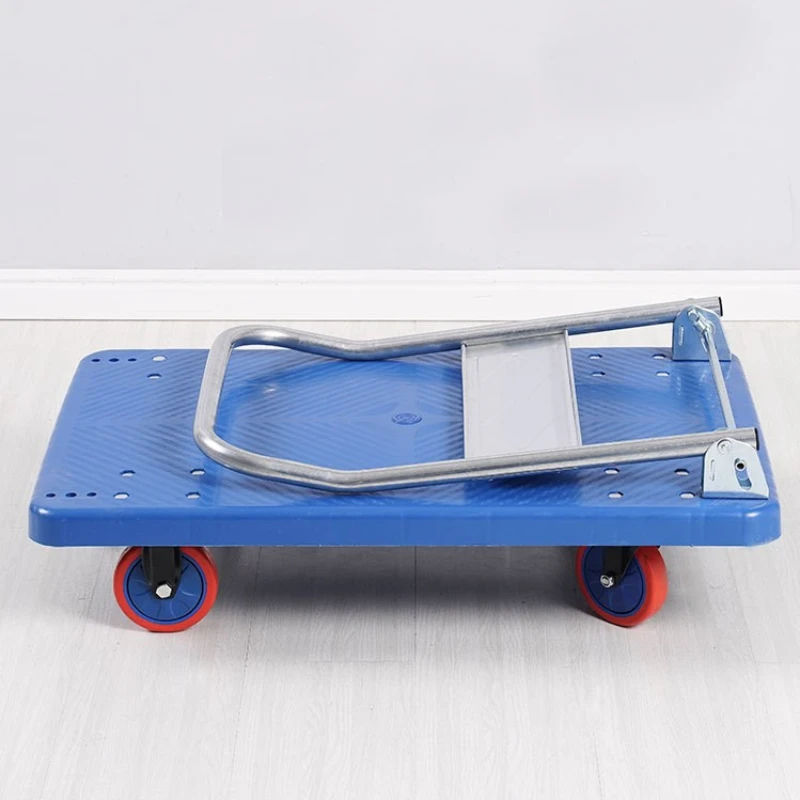 Folding trolley Pull goods Small trolley Warehouse trailer Portable four-wheel silent shopping Handling flatbed truck