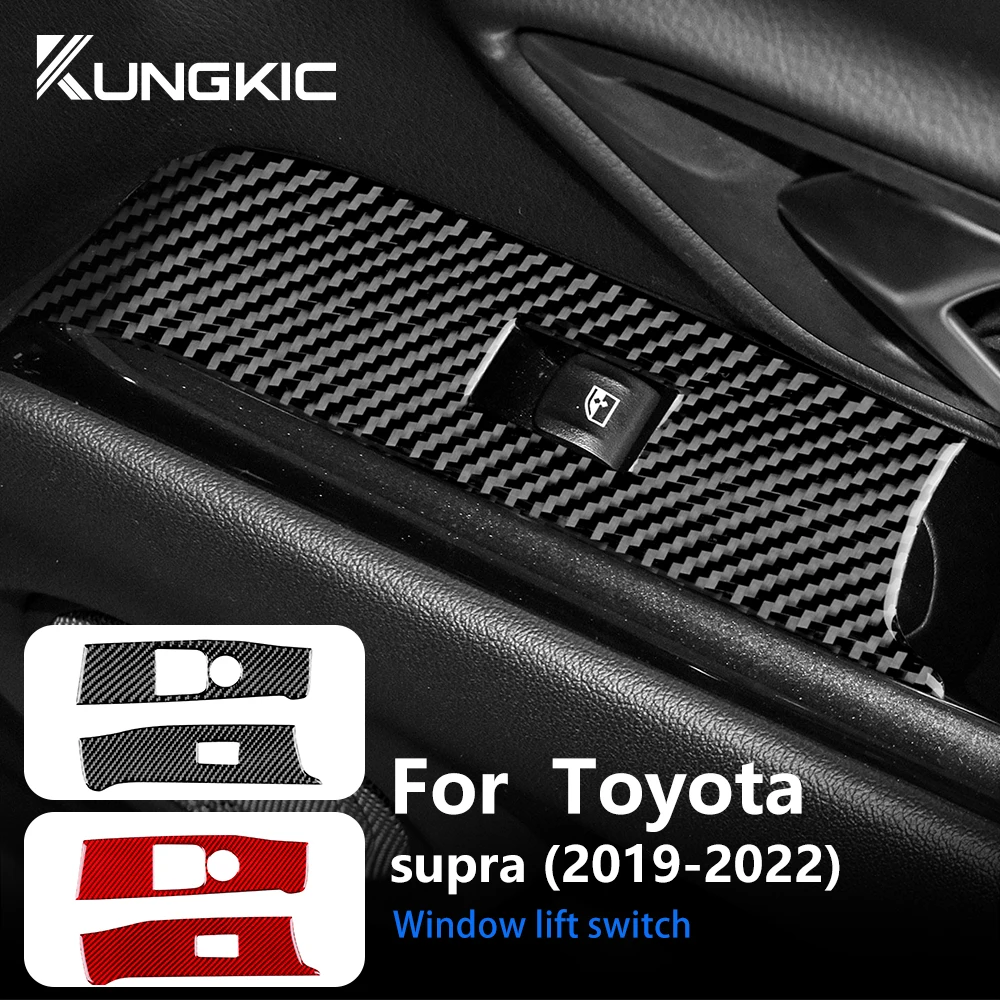 

Для Toyota Supra GR A90 A91 MK5 2019 2020 2021 2022 Автомобильная кнопка переключателя двери окна из настоящего углеродного волокна Панель рамка наклейка интерьер