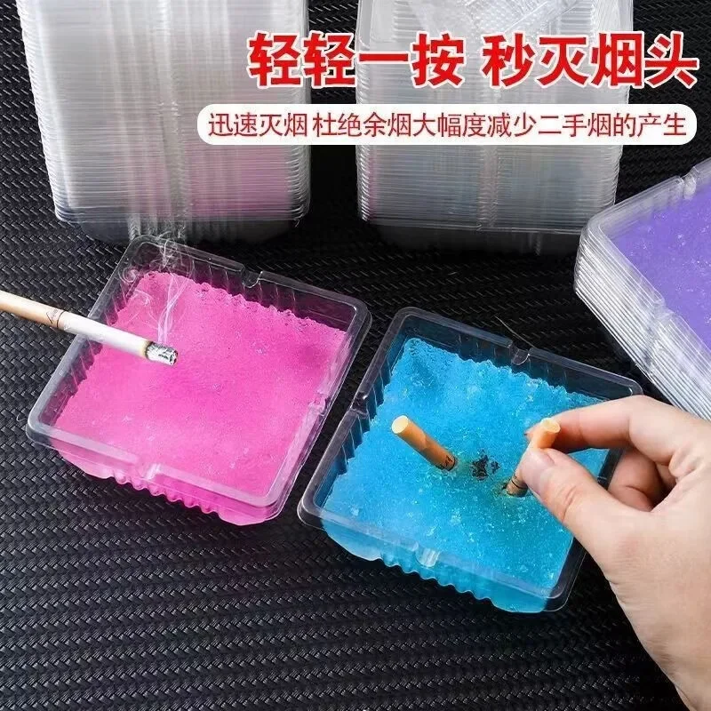Portable ashtray silicone ashtray 10Pcs disposable smoke sand plastic ashtray household outdoor travel party portable fire-proof ashbox deodorize fragrance gel