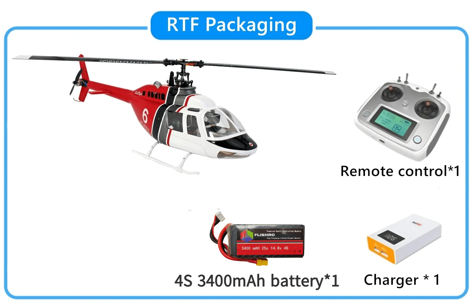 Vente Hélicoptère RC Bell 206 Class 450 6CH Brushless Motor GPS