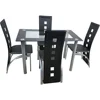 5-Piece Dining Table Set with 1 Glass Dining Table and 4 PVC ChairsKitchen & Breakfast Dining Living Room, Space Saving 5