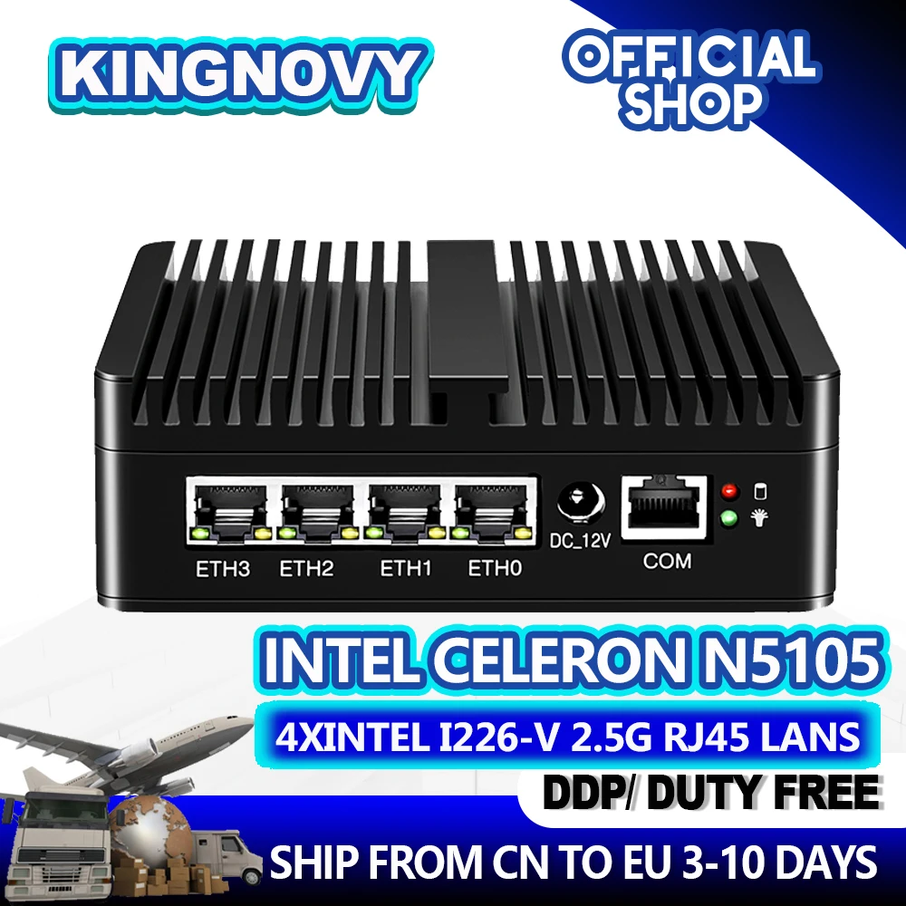 pfSense Firewall N5105 N100 Router 4x Intel 2.5G i225 i226 LAN 2xDDR4 Industrial Fanless Mini PC 4xUSB HDMI2.0 OPNsense PVE ESXi