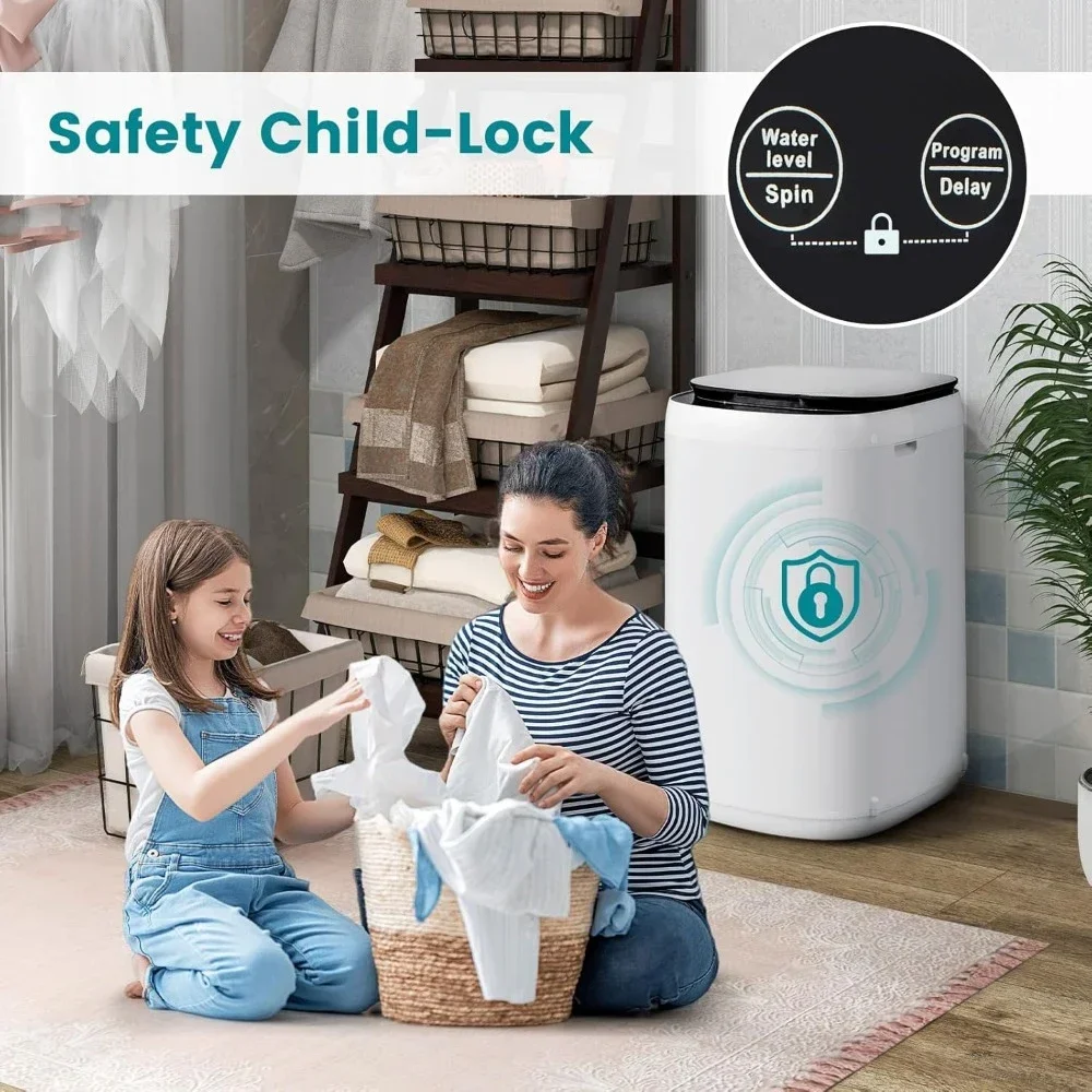 Portable Washing Machine, 7.7 Lbs 10 Preset Programs 3 Water Levels, Washer and Spinner Combo, 0.78 Cu.ft Full Automatic Laundry 6