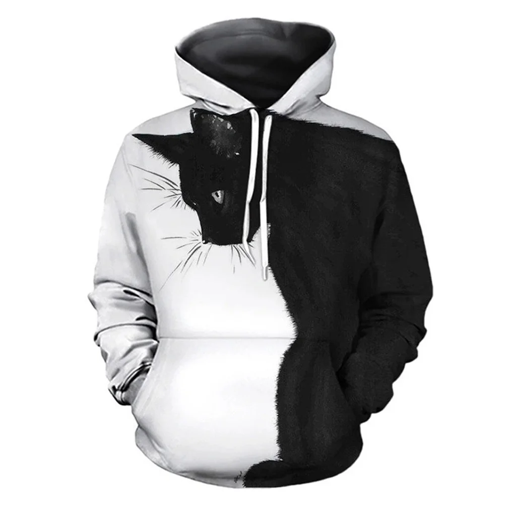 

Men's Hoodie cute cat 3D print kid Hooded Sweatshirt Fall Winter Fashion Hooded Pullover Clothing Streetwear Mens clothes