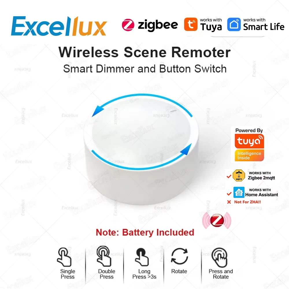 Tuya ZigBee สมาร์ทสวิตช์ลูกบิด Dimmer ไร้สายฉากเชื่อมต่อ PUSH ปุ่มอัตโนมัติสถานการณ์ Remoter สนับสนุนสําหรับ Smart Life 1