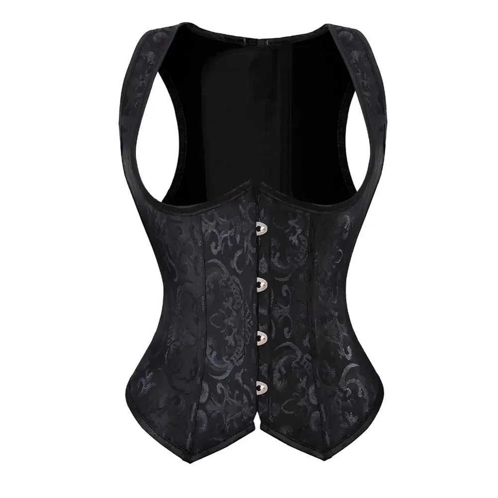 Vintage Corset Woman Gothic Bustier Embroidered Straps Underbust Dress Set Evening Party Costume Waist Trainer Shapewear Outfits