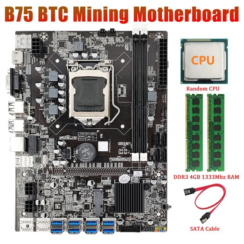 best computer motherboard for gaming B75 BTC Mining Motherboard+Random CPU+2XDDR3 4GB 1333Mhz RAM+SATA Cable LGA1155 8XPCIE To USB B75 USB Miner Motherboard latest computer motherboard