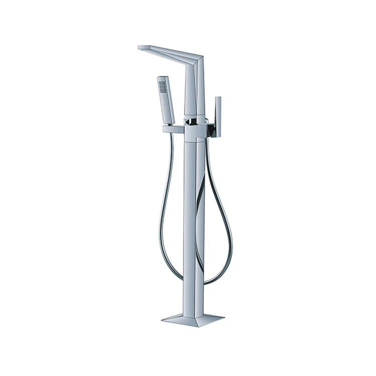 

Floor mounted freestanding solid matte black bathtub faucet