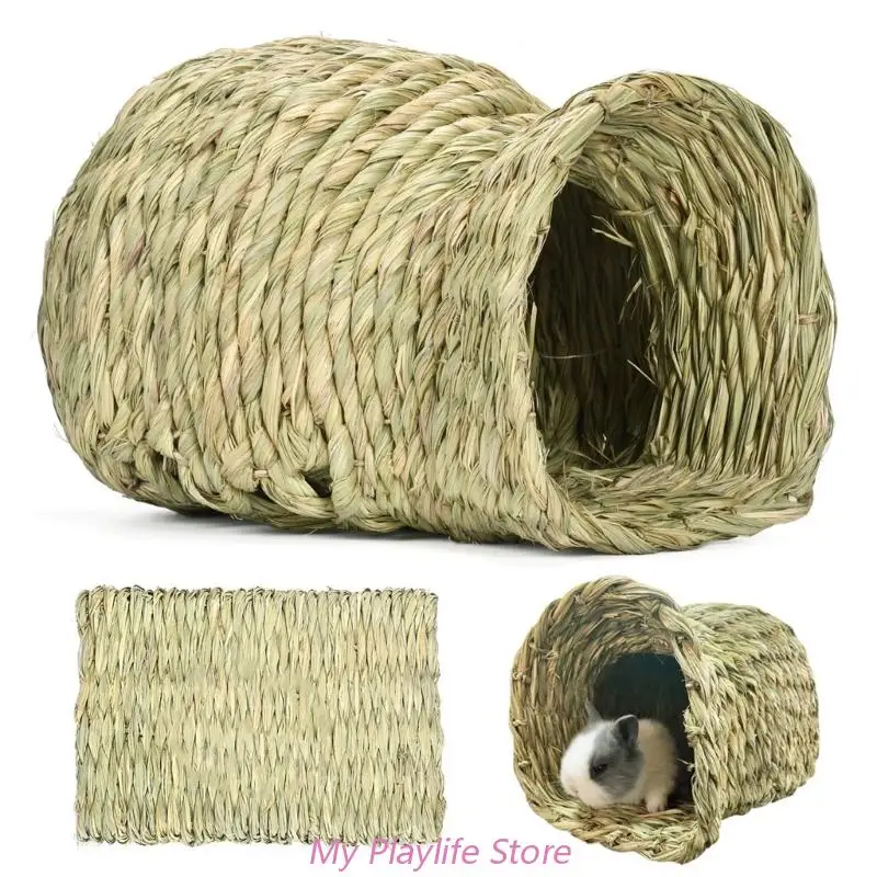 

Rabbit Grass House Handwoven Small Pet Bed Edible Bunny Nest Teething Chewing Toy for Hamsters Hedgehogs Guinea Pigs Ferret