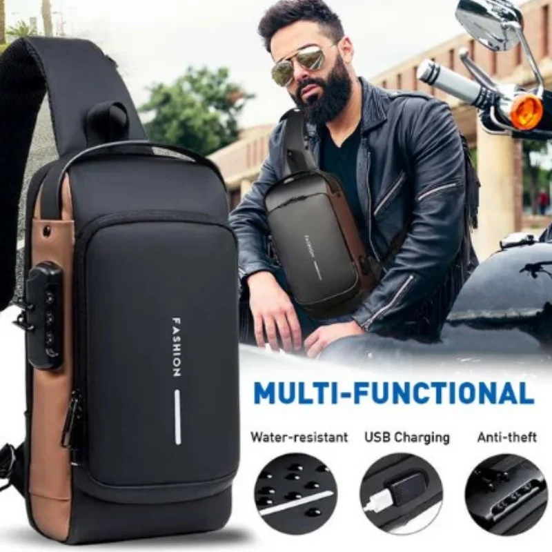 Crossbody Bags Men Black Large Capacity USB Charging Sport Sling Bag  Anti-theft Chest Bag With Password Lock Bolsas сумка 가방 Sac - AliExpress