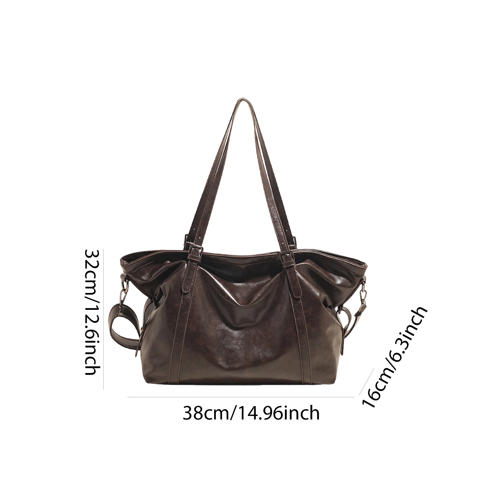 Retro PU Tote Purses Slouchy Tote Handbag Solid Color Crossbody Purses Adjustable Strap for Women Daily Use and Special Occasion