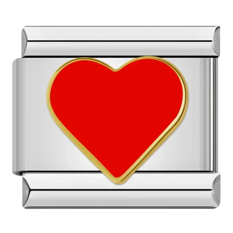 Elegant Red Glaze Floral Heart Charm for Bracelet Jewelry Making