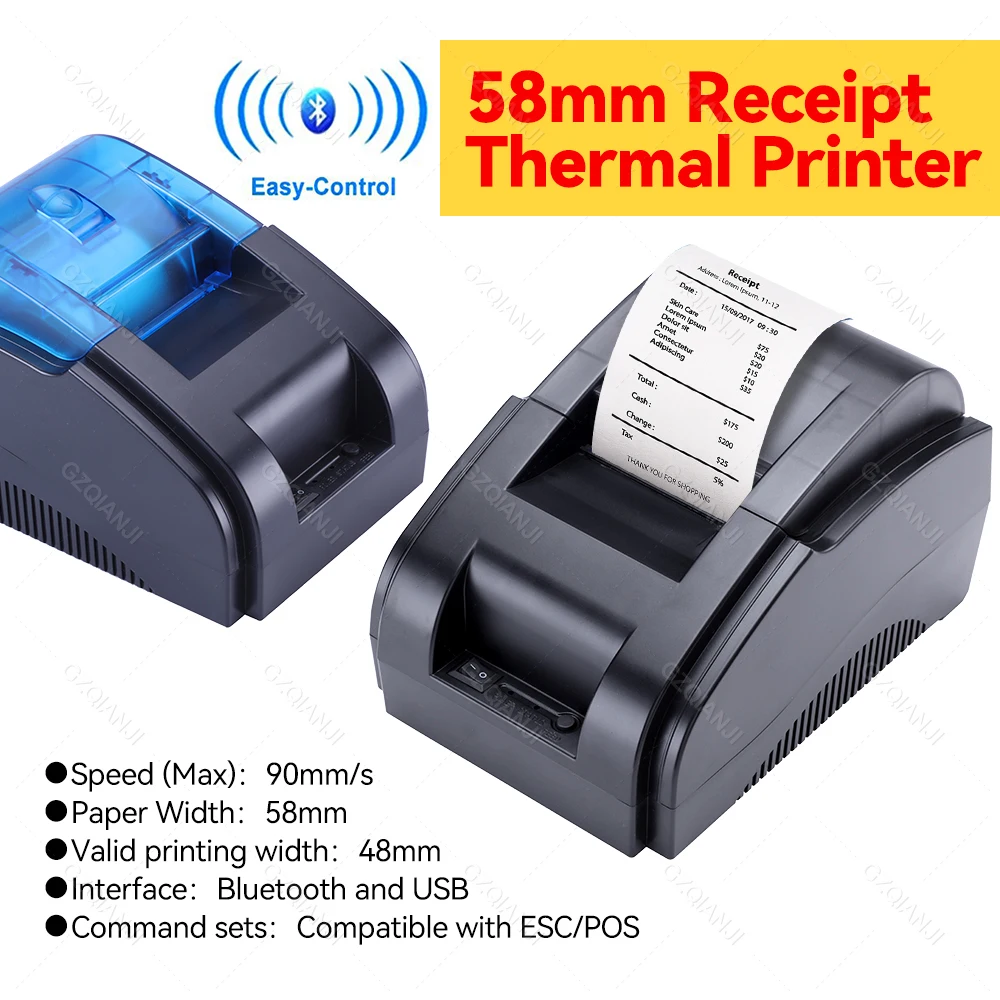 POS 58 USB & USB + Bluetooth for Android and IOS 58mm Thermal Receipt Small Ticket Printer Bill Machine