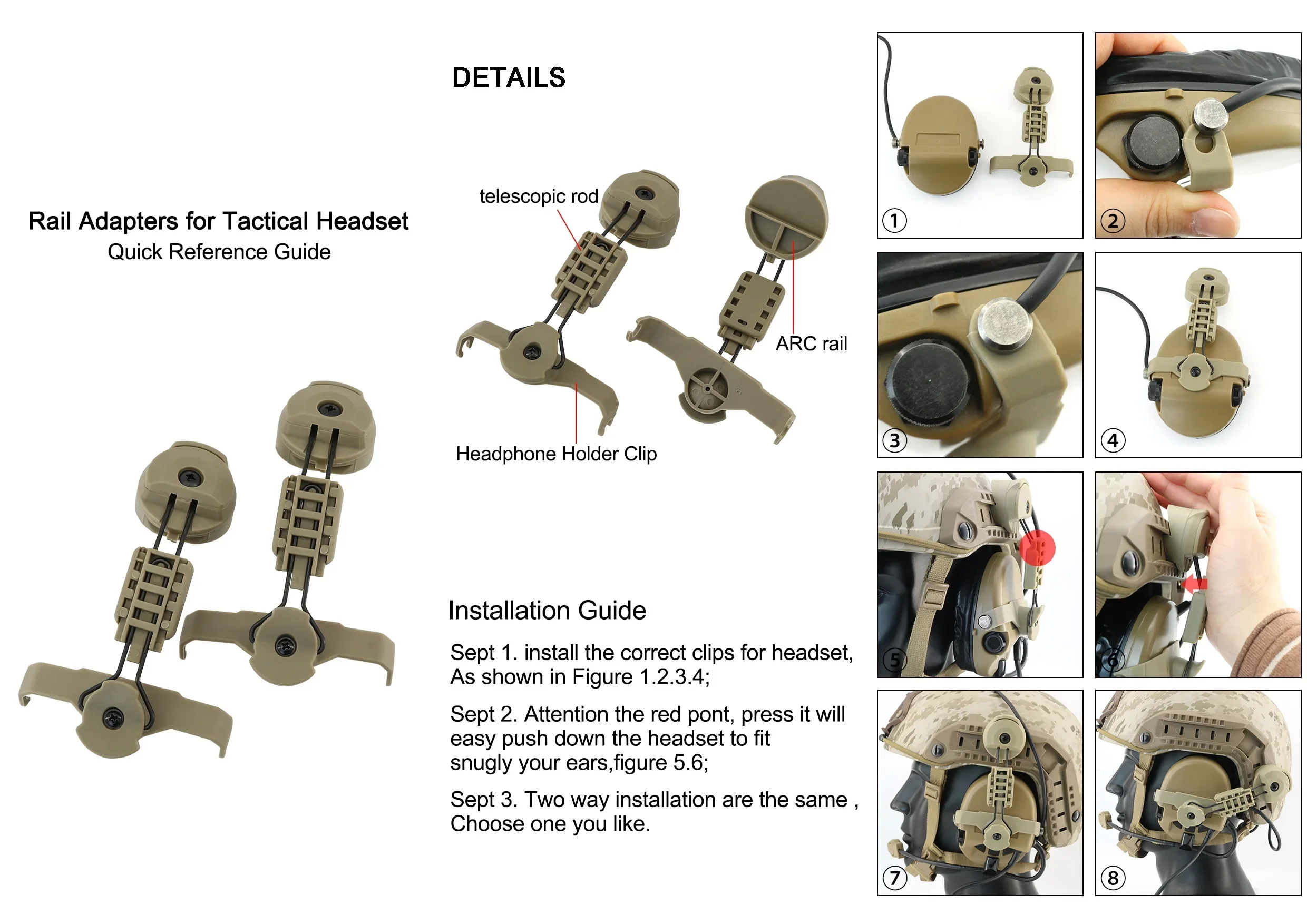 2024 New SORDIN Headset Stands TWO WAY Helmet ARC Rail Airsoft Adapter for MSA SORDIN Shooting Headphones