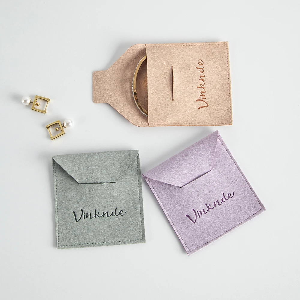 100Pcs/Lot Custom Logo Jewelry Suede Bag Microfiber Velvet Pouch For Bracelet Necklace Ring Earring Packaging Wedding Gift Bags