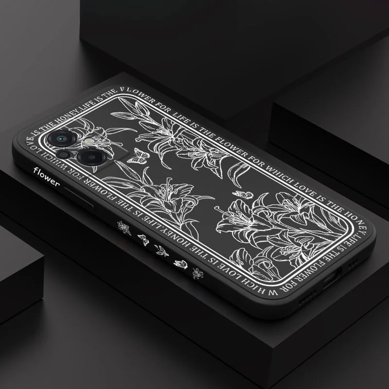 Elegant Line Art Floral Silicone Phone Case
