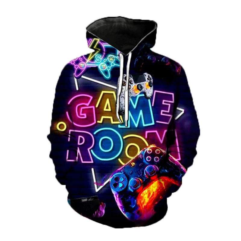 Neon Graphic 3D Print Hoodie Sweatshirt Oversized