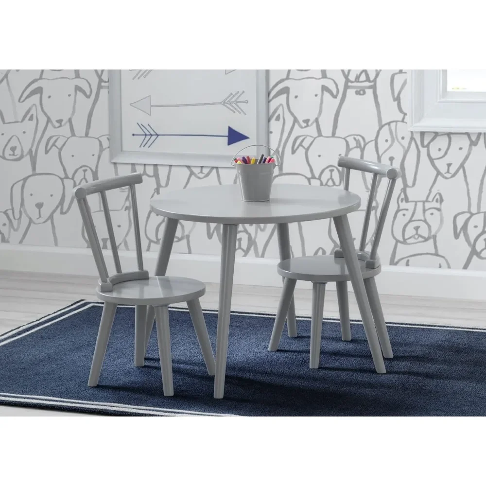 

Kids Table & 2 Chairs Set - Ideal for Arts & Crafts, Greenguard Gold Certified, Grey