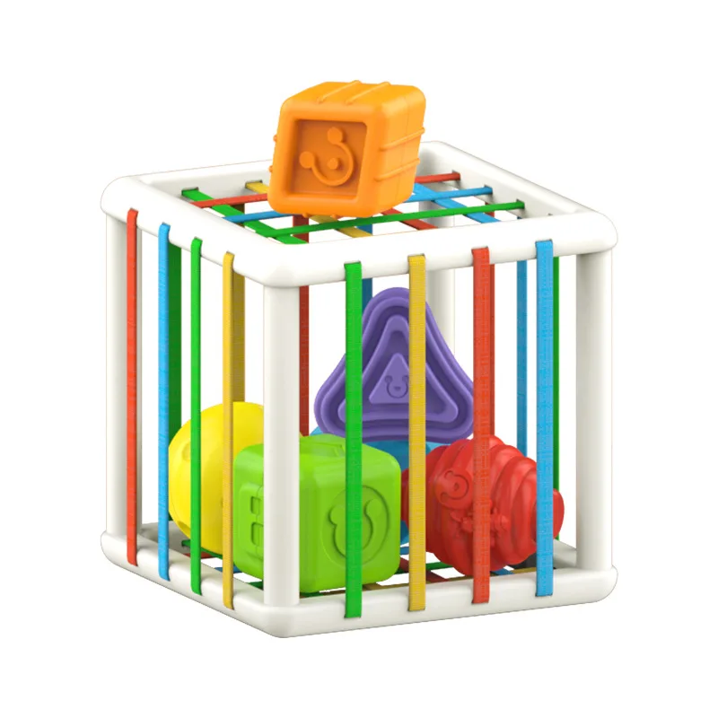 

Shape Sorter Baby Toys 12-18 Months,Montessori Learning,Storage Cube Bin&6 Sensory Shape Blocks,Birthday Gifts Toddler Age 1 2 3