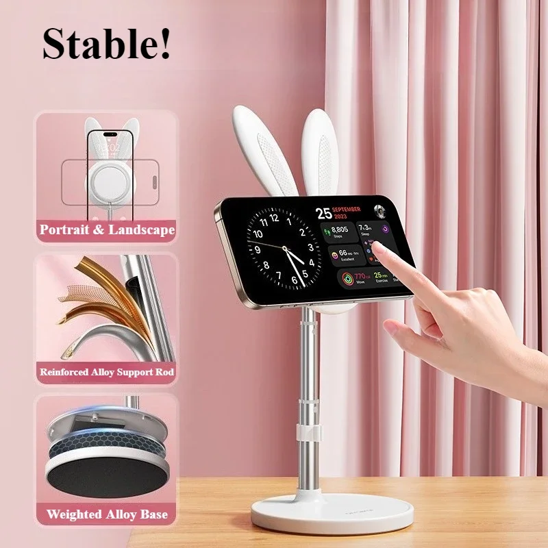 Eary Portable Wireless Charger Stand Desktop Phone Holder for Magsafe Charger for iPhone 16/15/14 Pro Max (Not Included Charger)