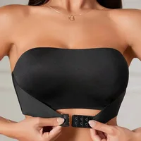 Soutien-gorge sans bretelles sans couture pour femme – Bouton sur le devant, sans rembourrage, sous-vêtements antidérapants en silicone demi-tasse 2