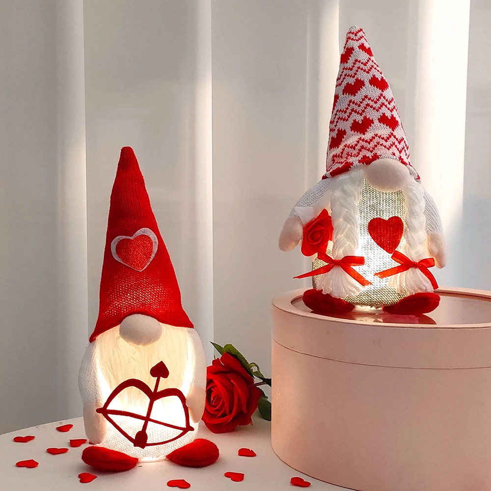 

Valentine's Day Faceless Doll Cupid Love LED Dolls Christmas Anniversary Gifts Valentine’S Day Wedding Ornament Home Decoration