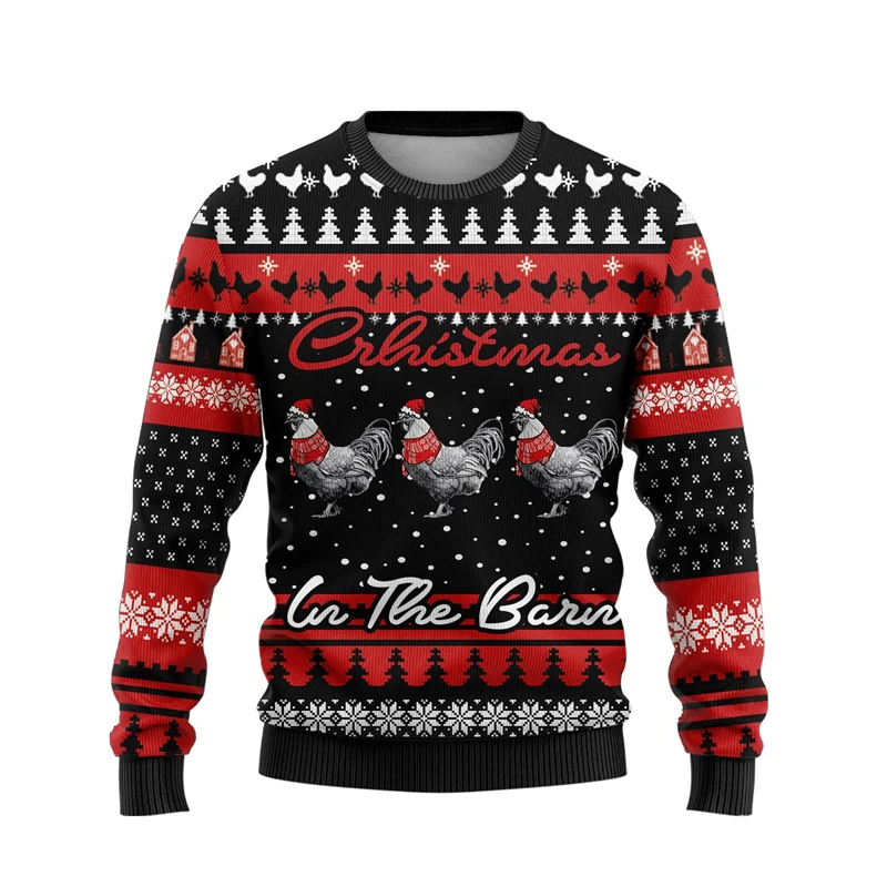 Cute Chicken Graphic Jumper Sweater For Women Clothes Casual Girl